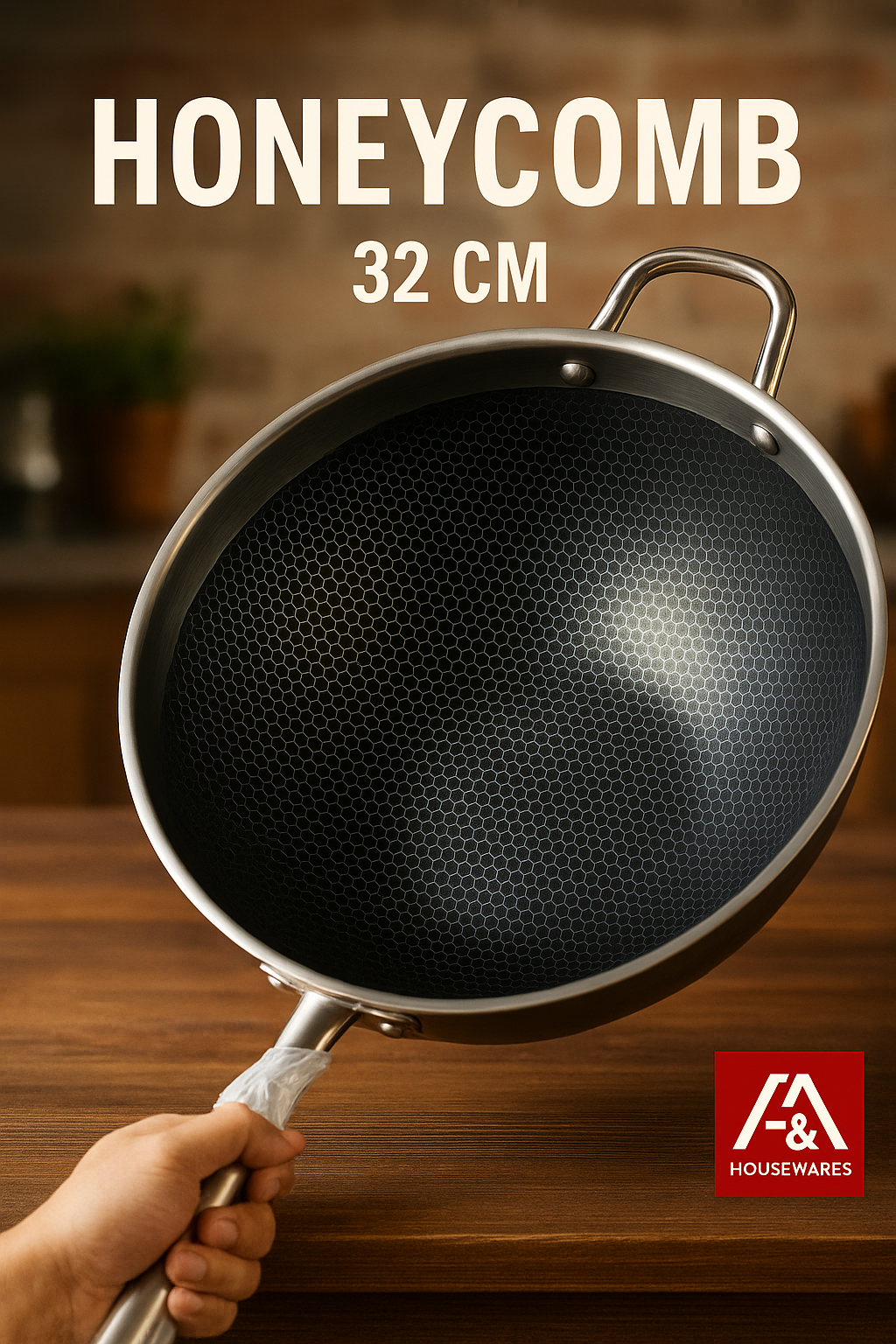 Honeycomb Stainless Steel Fry Pan (32 CM )