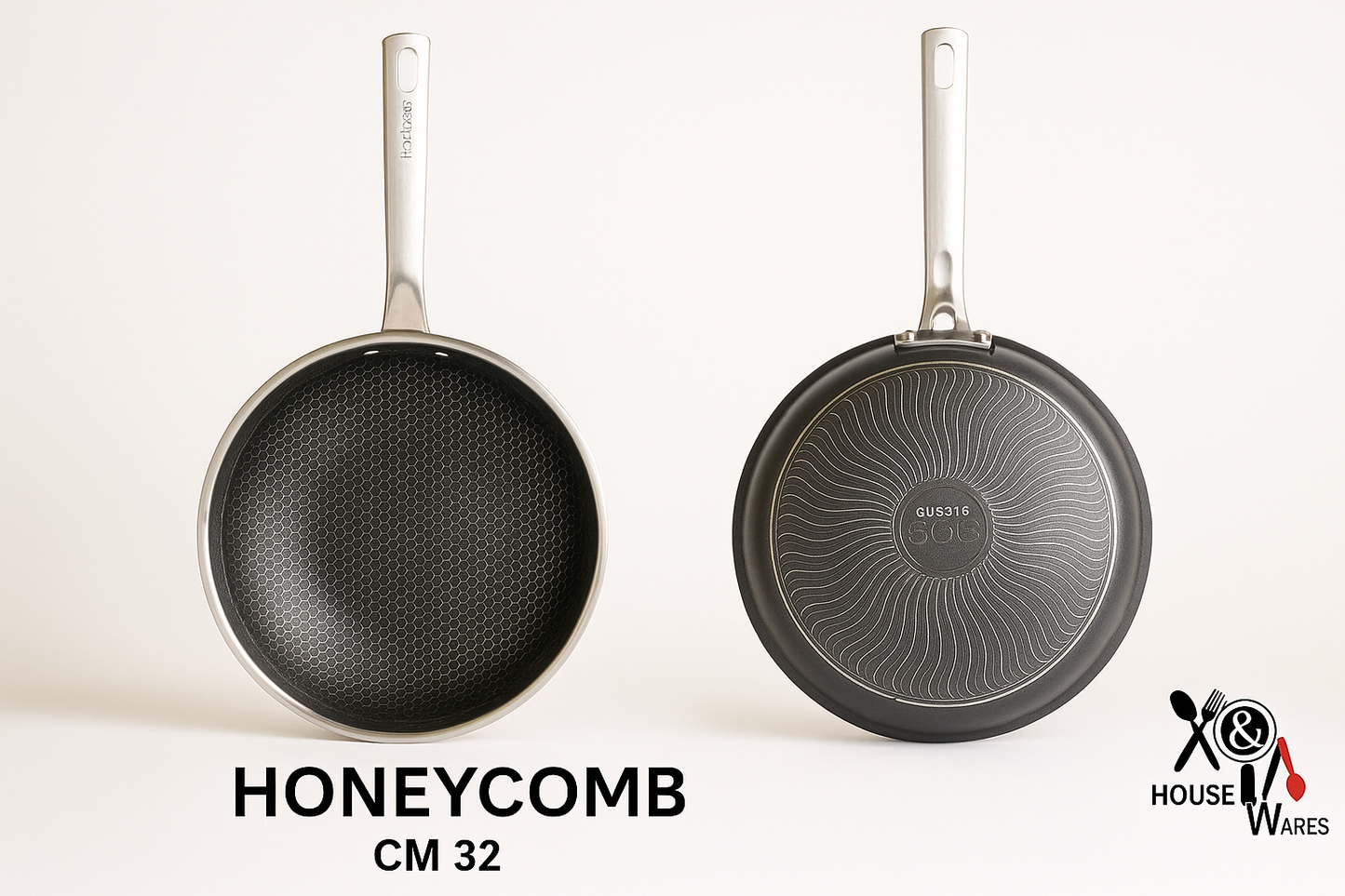 Honeycomb Stainless Steel Fry Pan (32 CM )